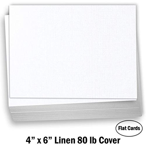 Hamilco White Linen Cardstock Paper Flat 4X6 Blank Index Cards Card Stock 80Lb Cover 100 Pack #TOP6