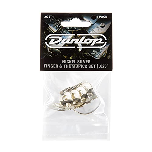 Image of JIM DUNLOP 33P.025 Nickel Silver Finger & Thumbpicks, .025 inch, 5 /Player's Pack