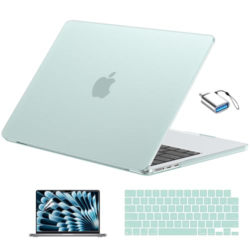 Image of EooCoo for MacBook Air 13 inch Case M5 /M4 /M3 /M2 2026-2022, Matte Sage Green | Scratch Resistant, Fit for Air 13.6 inch, Hard Shell, Keyboard Cover, Screen Film & Type-C Included, A3449 /A3240 /A3113 /A2681