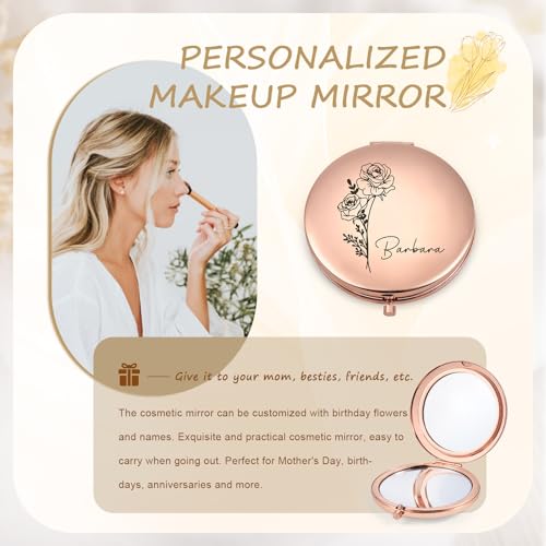 Glimmerday Miroir de Maquillage Pliable Personnalisé - Petit Miroir Portable Double Face pour Voyage - Mini Rond de Poche – vue 5