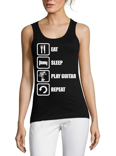 Débardeur Eat Sleep Play Guitar en coton noir pour bouger libre
