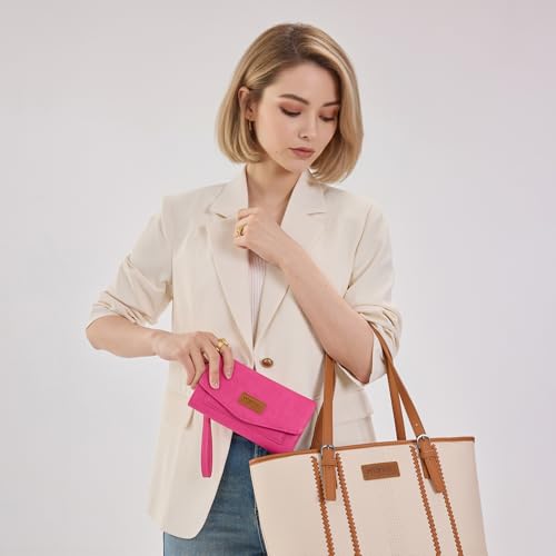 Image of Montana West X Wrangler Womens Wallet Large Card Cases & Money Organizers for Ladies Female Zipper Wallet Wristlet with Coin Purse and Wrist Strap WG229-W069HPK