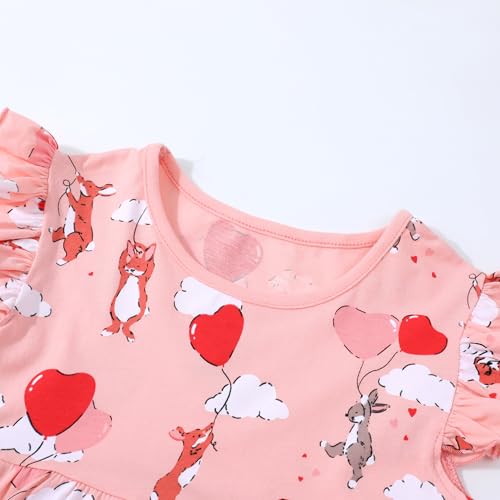 Image of HILEELANG Girls Cotton Tiered Dress Flutter Ruffle Sleeve Summer Swing Sundress Birthday Party Casual Outfit Colorblock 2-12Y