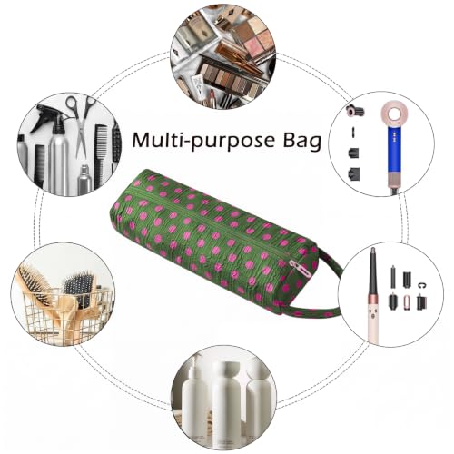 Image of RSRSLEII Polka Dot Hair Tools Travel Bag,Hair Styling Accessories Storage Case for Shark FlexStyle,Dyson Airwrap Hair Dryer,Curling Iron,Straightener,Revlon Hair Tools,Portable&Foldable(23Green)