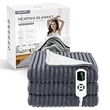 NALONE Coperta Riscaldante Elettrica Matrimoniale, Termocoperta Matrimoniale 160x130cm con 9 Livelli Di Calore e 12 Timer, Coperta Termica Singola e Doppie Lavabile