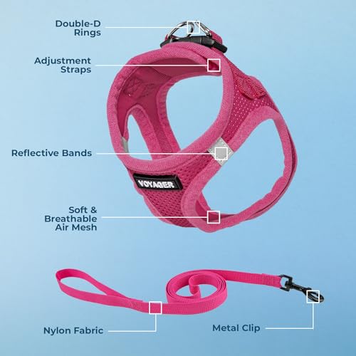 Image of Voyager Step-in Pet Harness - All Weather Mesh, Adjustable Step in Harness for Cats and Dogs by Best Pet Supplies - 307S Fuchsia, XXXS