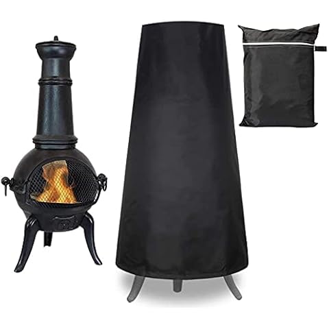 Outdoor Patio Large Chimenea Cover COOSOOO Waterproof Breathable Heavy Duty 420D Oxford Fabric Garden Stove Heater Cover Rain Sun UV Protector Chimney Furniture Cover Cover