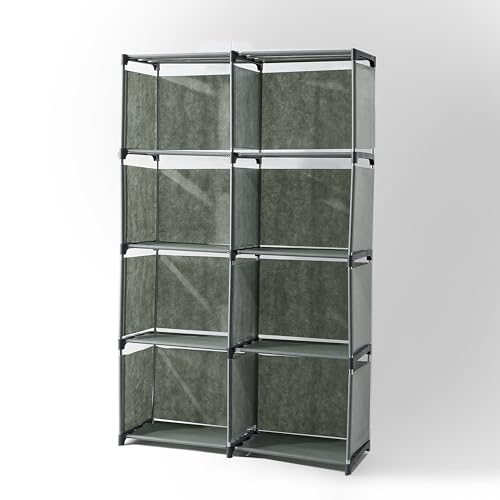 Image of Kuber Industries (Pack of 5) 8 Layer Book Rack | Book Cabinet Shelves for Bedroom Office Living Room | Storage Shelve for Books Storage Organizer | Adjustable Shelf Rack | SJ88G | Grey