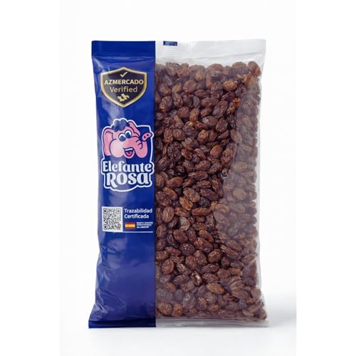 Uvas Pasas Sultana 1 Kg Elefante Rosa | Pasas Dulces y Jugosas sin Azúcar Añadido | Ideales para Desayunos, Repostería y Mezclas de Frutos Secos
