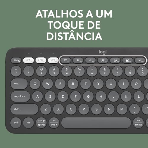 Teclado sem fio Logitech Pebble Keys 2 K380s com Conexão Bluetooth Easy-Switch e Pilha Inclusa - Compatível com PC, Mac, Chro