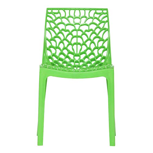 Image of Supreme Web Plastic Chair |Armless Chair for Dining Room Set, Home, Cafe & Outdoor Use |Weight Bearing Upto 220kgs (Color: Parrot Green ; Set of 2)