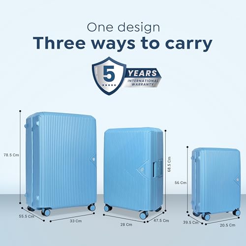 Image of CARLTON Locke Check-in Trolley Bag, 77.5cm | Large | Hardsided Luggage| Smooth 8-Wheel Suitcase| TSA Lock with Anti Theft Zipper | Multipocket Convipack | 5-Year International Warranty (Light Blue)