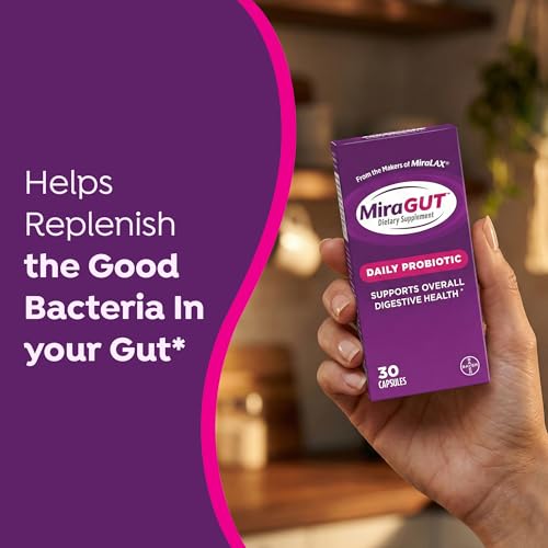 MiraGUT Daily Probiotic, from the Makers of MiraLAX, Probiotics for Digestive Health, Gluten-Free Supplement, Probiotic for Women and Men, Support Overall Digestive Health, 30 Ct - image 3