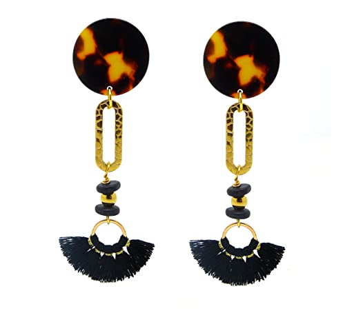 Bijou ethnique fait main : boucles d'oreilles Safari d'artisanat français