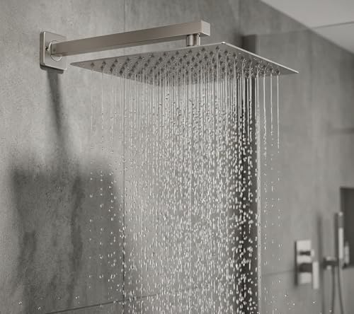 Image of ALTURAS Stainless Steel Square Overhead Shower Rain Shower Head for Bathroom With Arm (4inch shower with12inch arm)