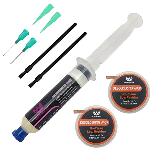 Image of 30cc No Clean Solder Flux Paste For Electronics With 2-pack 10Feet Solder Wick Spool