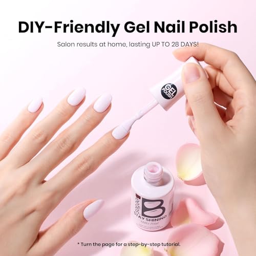 Image of Beetles Baby Pink Gel Polish - Milky Petal 15ml /0.51Oz, Light Pink Gel Nail Polish for Pastel Nails, Same Color Bottle STAY SHINING Series, Long-Lasting Soak Off UV LED Lamp | Color-Matched Bottle Design, Soak Off UV LED Light Pink Gel Nail Polish, Long-Lasting for DIY Beginners & Salon Pros