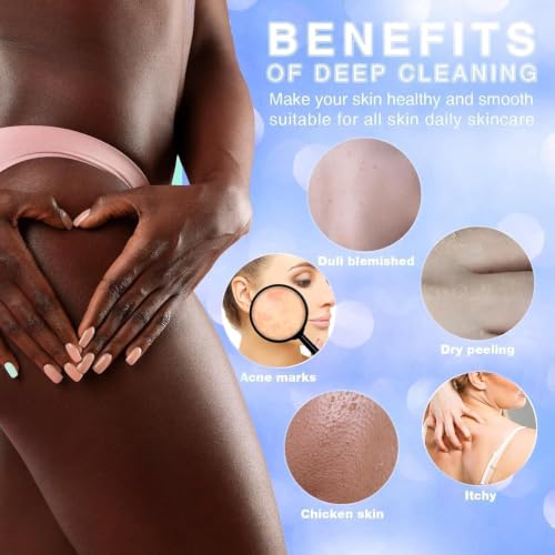 Image of UJFQBH 3 Piece Bright Style African exfoliating net Exfoliating Shower Set Long Bath Sponges for Smooth, Refreshed Skin, The Exterior Gleams - Ideal for Daily Use (Bright Yellow, Pink, Purple)