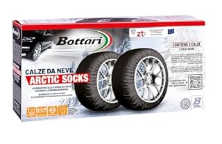 Bottari Calze da Neve Omologate Italia Arctic Socks, 2 Calze, Taglia L, Nero, Catene da Neve Tessili per R14 - R20 (Misure per Pneumatici Dettagliate all'Interno)