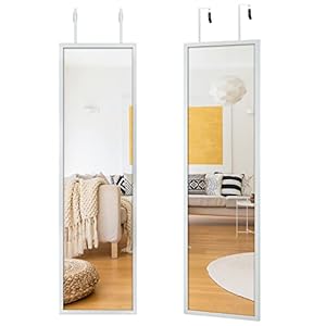 Hoikwo Paquets de 2 Miroirs Mural Pleine Longueur 122x35cm, Miroir de Porte avec Cadre Blanc pour la Chambre, Le Salon