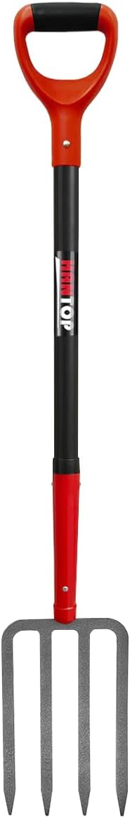 Heavy Duty 4-Tine Garden Digging Fork - 43" Spading Pitchfork for Potatoes, Soil Turning & Transplanting | Steel Head, Fiberglass Handle