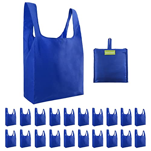 BeeGreen Royal Blue Reusable Grocery Bags Bulk 20 Packs, Kitchen