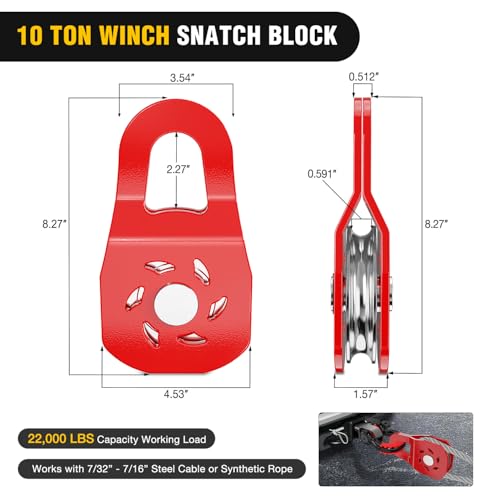 Image of Nilight Offroad Recovery Kit 3 inch x 8' Tow Strap with Winch Snatch Block Pulley and 2Pcs 3 /4 inch Anti-Theft D-Ring Shackles Storage Bag Heavy Duty Tow Rope for Car Truck SUV ATV (MBS 31500LBS)
