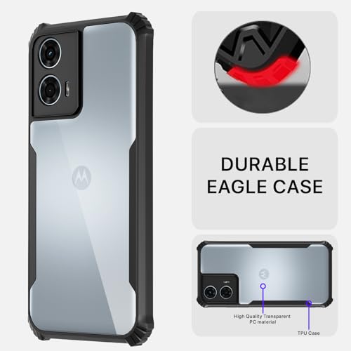 Image of Pikkme Moto G24 Power Back Cover | Crystal Clear Transparent Back | Ultra Hyrbid | Full Camera Protection | Raised Edge | Bumper Back Case (Black)