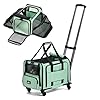 Airline Approved Pet Carrier with Wheels 2 Sides Expandable Rolling Cat Dog Carrier with Removable Base Telescopic Handle Pet Travel Carrier for Small Medium Cat Dog Under 20lbs