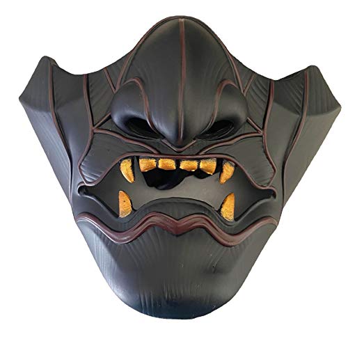 Halloween-Dekorationen, Game Ghost of Tsushima-Mask Cosplay Halbgesichtsmaske Spiel Charakter Geist Jin Sakai Gosaku Samurai Ritter Einheitsgröße Schwarz Cover