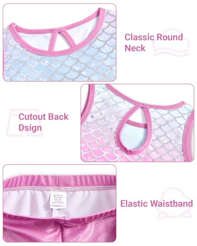 JiAmy Girls Workout Set Cut-Out Back Two Piece Sparkly Activewear Sets Sleeveless Crop Tank Tops Yoga Leggings for Kids3