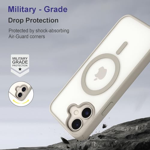 Image of AIBEX Clear Mag-Saf Case for iPhone 16-1,500 G Strong Magnetic Lock, Crystal-Clear Anti-Yellowing Back | Military-Grade Drop Protection | Camera Guard, Slim & Lightweight - Grey