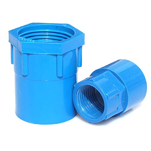 Kammas Socket x Female Thread Equal Dia. BSP Straight Adaptor PVC Connector Water Pipe Fittings Hose Repair 2PCS-Pack - (Diameter: 25mm, Color: Blue)