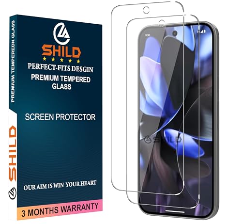 Image of SHILD -(Pack 2 Tempered Glass Screen Protector For Google Pixel 9 / 9Pro Cellphone|Hd Perfect -Fits Design For Pixel 9 / 9Pro Tempered Glass Screen Guard -Fingerprint Working /9H Hardness
