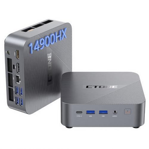 CTONE M2 Mini PC con Intel® Core™ i9 14900HX (24C/32T, 5,8 GHz), 32GB RAM DDR4 + 1TB SSD PCIe 4.0, Gráficos Intel UHD, WiFi 6E, Triple Pantalla 4K, Windows 11 Pro