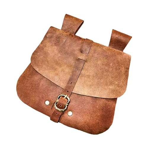 Marsupio medievale vichinga rinascimentale per rievocazioni di LARP e fiera di Ren marrone pelle