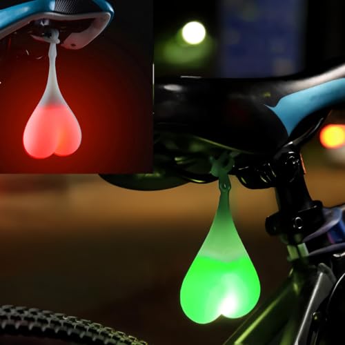 Feux arrière de Boule de vélo, 2PCS lumières d'avertissement de Coeur de vélo, Lampe d'oeuf LED Essentielle de Nuit, imperméable - Rouge,Vert
