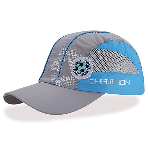 Adjustable Breathable Lightweight Quick Dry Mesh Uv Protection Sun Hat Wide Brim Kids Baseball Cap Boys Girls (Gray) #TOP6