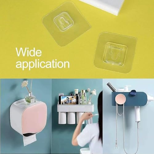 Image of Double Sided Self Adhesive Wall Hooks | Heavy Duty Sticker Hooks | No Drill Reusable Male Female Hooks for Bathroom, Kitchen, Socket Box, Router, Home & Office Organization Pack of 10