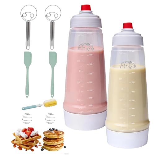 Pancake Batter Dispenser Bottle Kit with 7 Accessories 2 Pack 34oz