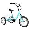 PUDLOR 14" Adult Tricycle, Rickshaw Trike 3-Wheels Bike Backrest Shopping Basket, Height Adjustable Tricycle, for Outdoor Activities, Shopping(greener) #1