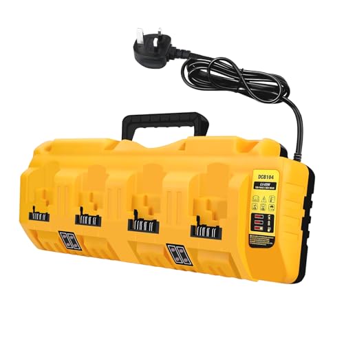 Mvellir Battery Charger Replacement Compatible with Dewalt 12V-20V MAX Lithium Battery 4 Port Fast Charging Multi Charger Station with 2 USB Ports 5V 2.1A