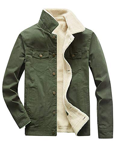 Image of Mens Classic Winter Fur Fleece Lined Thick Warm Trucker Jacket