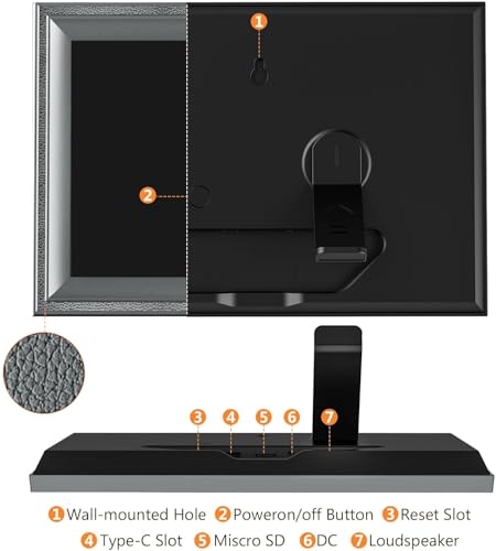 undefined Digital Picture Frame WiFi Grey Send Photos from Phone16GB Storage Smooth System 10.1inch 1280x800 IPS Touch Screen Digital Photo Frame Auto-Rotate Wall Mountable の商品画像 6