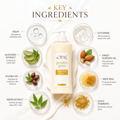 Image of OPAL Golden Glow Cleansing Milk | Deep Pore & Gentle Cleansing | Enriched with Natural Extracts | Nourishing & Hydrating | Suitable for Face, Body, and Hands (500 ML)