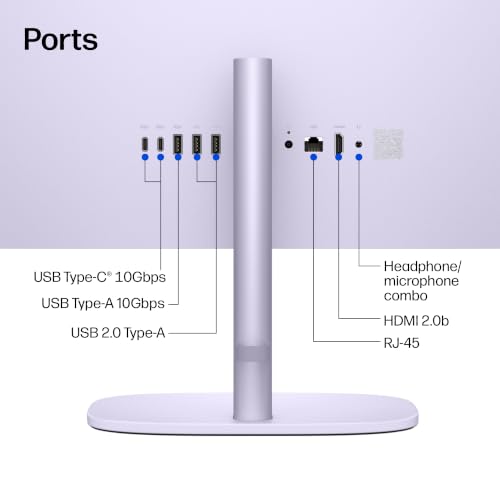 Image of HP OmniStudio 23.8 inch All-in-One Desktop PC, FHD Touchscreen, AMD Ryzen AI 3 30, 8 GB RAM, 512 GB SSD, AMD Radeon Graphics, Windows 11 Home, Amethyst Haze, 24-cv0450 (2026)