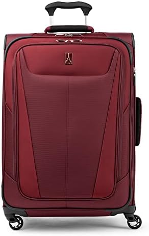 Travelpro Maxlite 5 Softside Expandable Luggage with 4 Spinner Wheels, Lightweight Suitcase, Men and Women, Burgundy, Checked-Medium 25-Inch