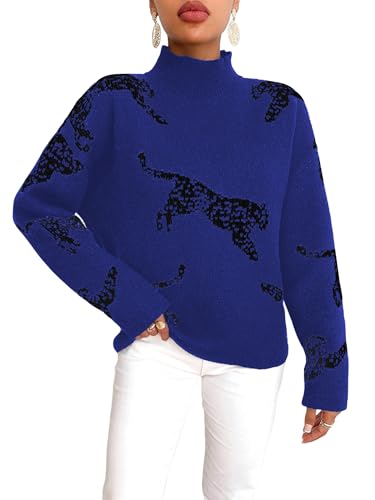 ZAFUL Flower Crochet Turtleneck Sweater for Women Pullover Puff Long Sleeve Boho Knit Sweaters Trendy Knitwear Tops