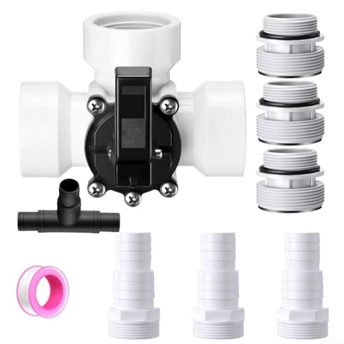 Válvula desviadora de 3 vías para piscina, juego de adaptadores de manguera de 1 5 para bombas de piscina sobre el suelo, filtros con función de parada ajustable y construcción (blanco)