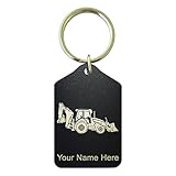 Keychain, Backhoe Loader, Personalized Engraving Included (Black Metal)